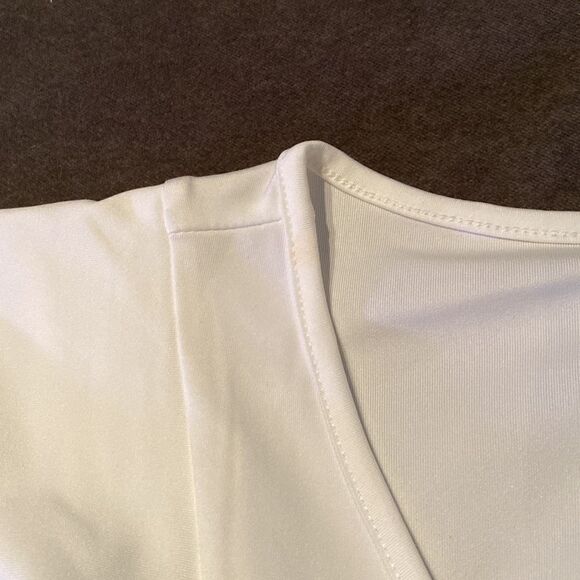 Women’s White Jumpsuit with Ruffles and Silver Waist Detail Size M **READ - Picture 10 of 10